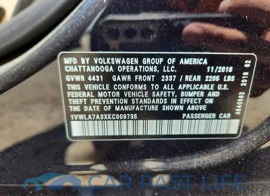 1VWLA7A3XKC009735# 12
