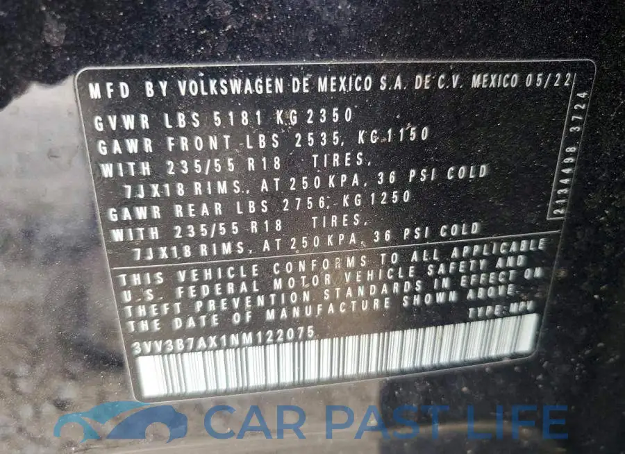 3VV3B7AX1NM122075# 12