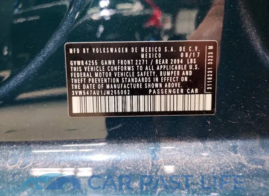3VW547AU1JM255062# 12