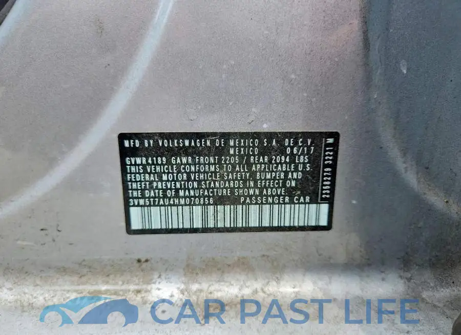 3VW5T7AU4HM070856# 12