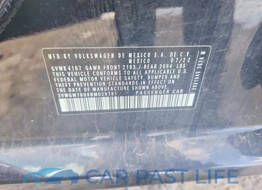 3VWGM7BU6NM029791# 12