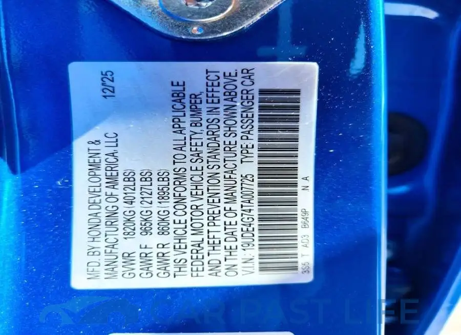 19UDE4G74TA007725# 13