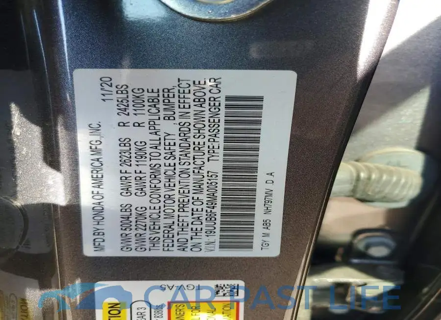 19UUB6F49MA005157# 12