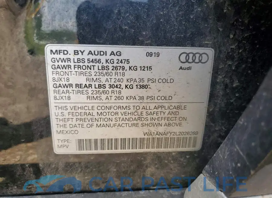WA1ANAFY2L2026269# 13