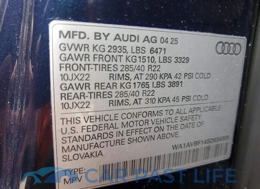 WA1AVBF14SD034305# 13