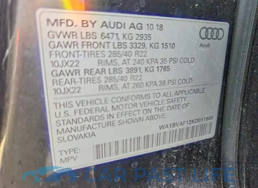 WA1BVAF12KD011846# 13