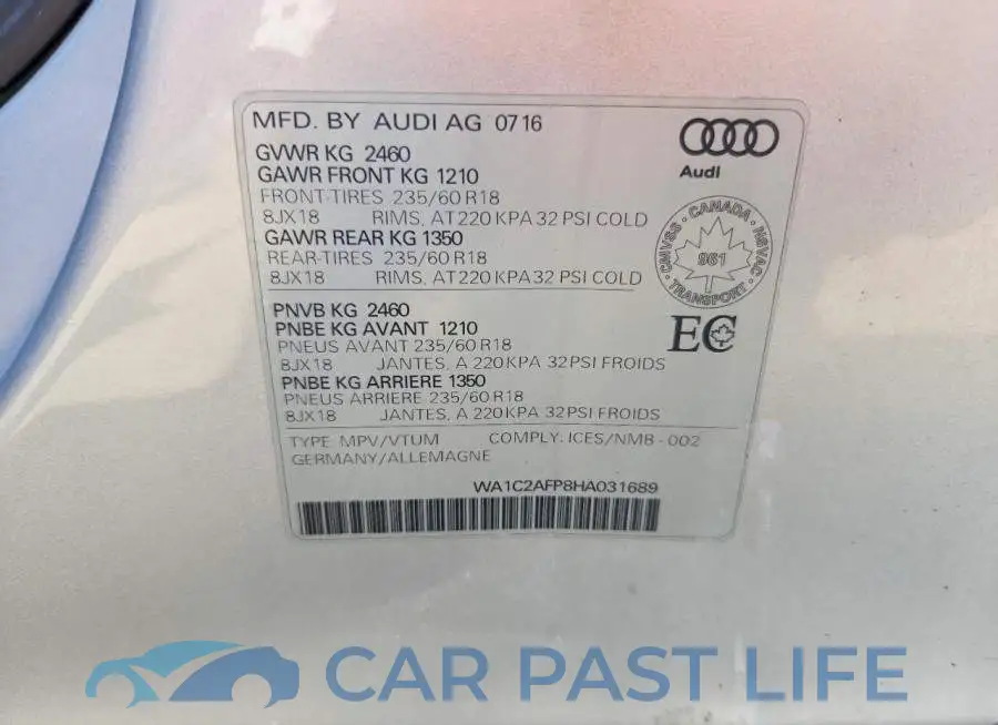 WA1C2AFP8HA031689# 12
