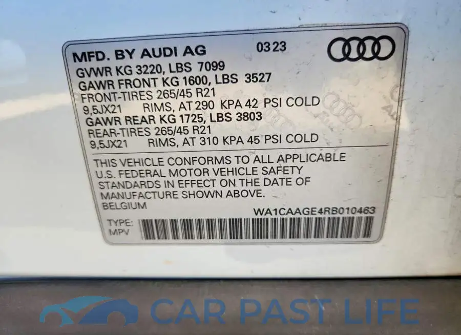 WA1CAAGE4RB010463# 13