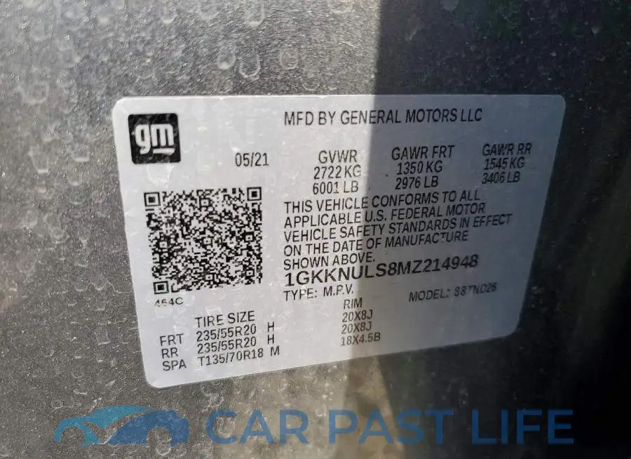 1GKKNULS8MZ214948# 13