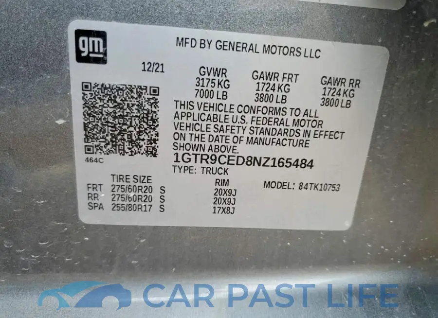 1GTR9CED8NZ165484# 13