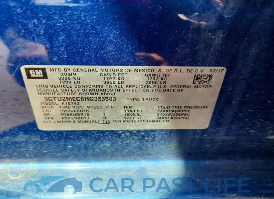 3GTU2MEC6HG353503# 12