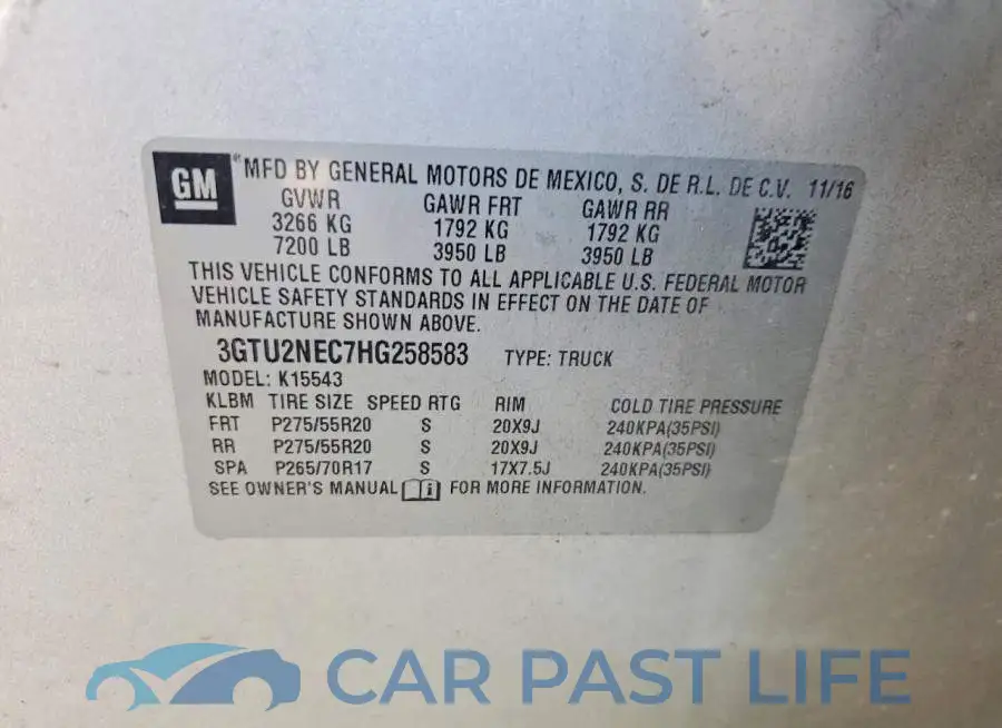 3GTU2NEC7HG258583# 12