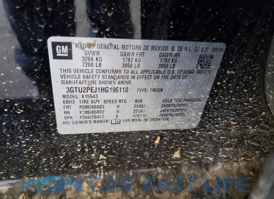 3GTU2PEJ1HG196110# 12