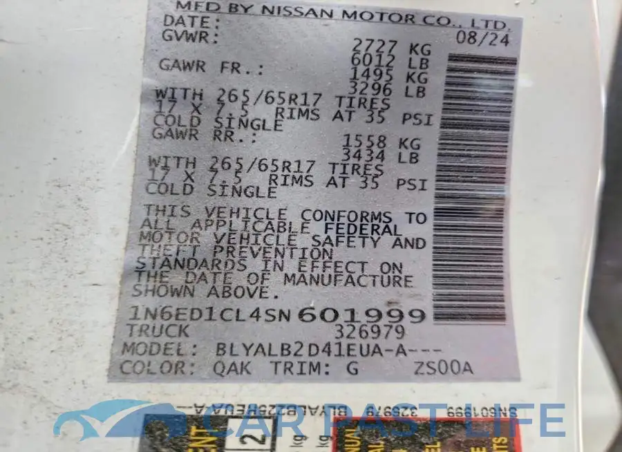 1N6ED1CL4SN601999# 12
