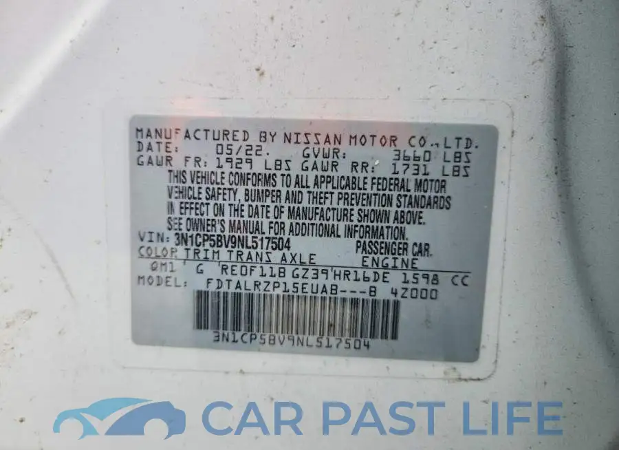 3N1CP5BV9NL517504# 13