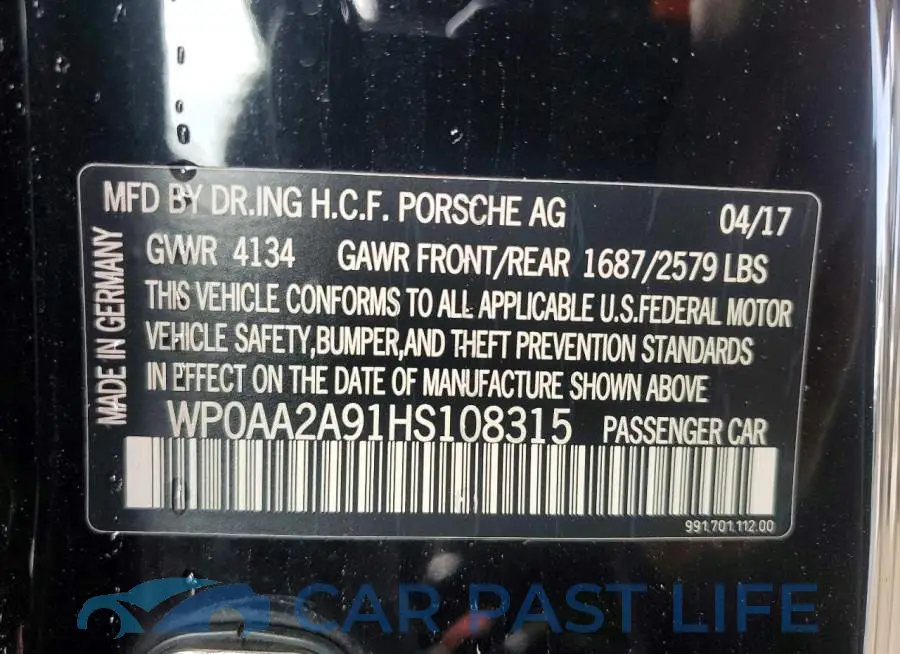 WP0AA2A91HS108315# 12