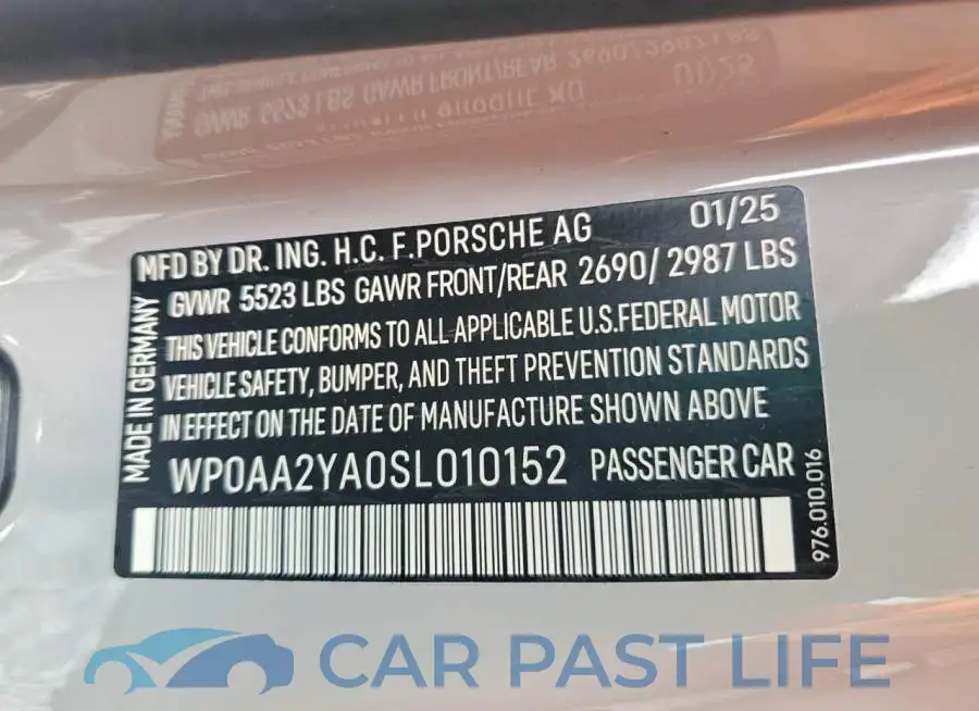 WP0AA2YA0SL010152# 13