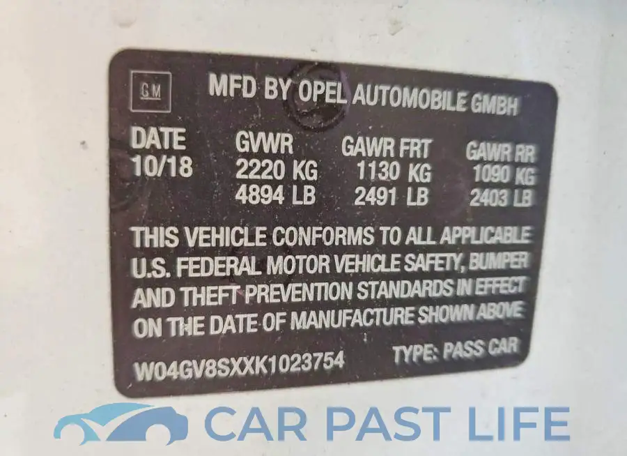 W04GV8SXXK1023754# 12