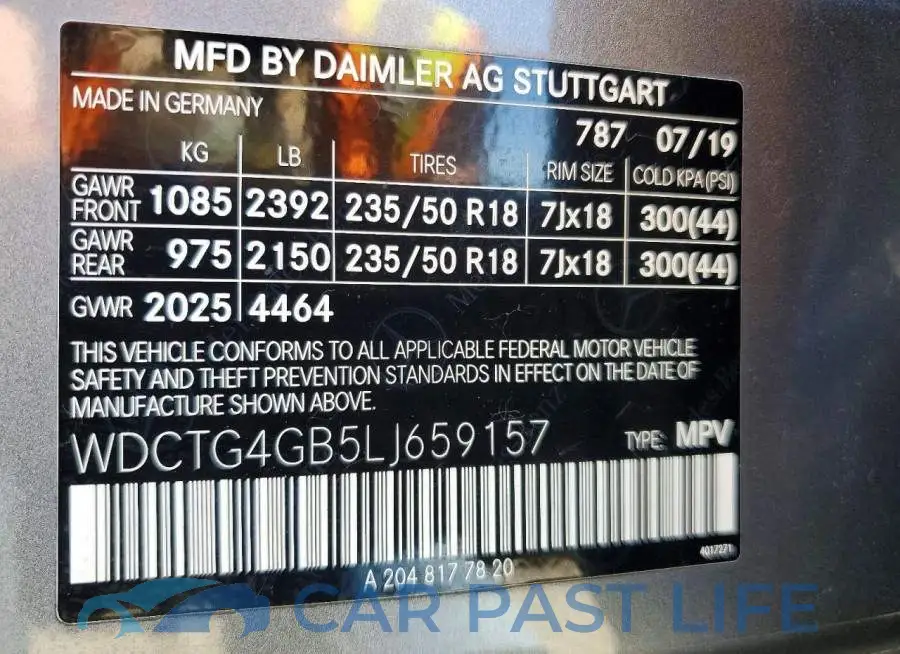 WDCTG4GB5LJ659157# 13