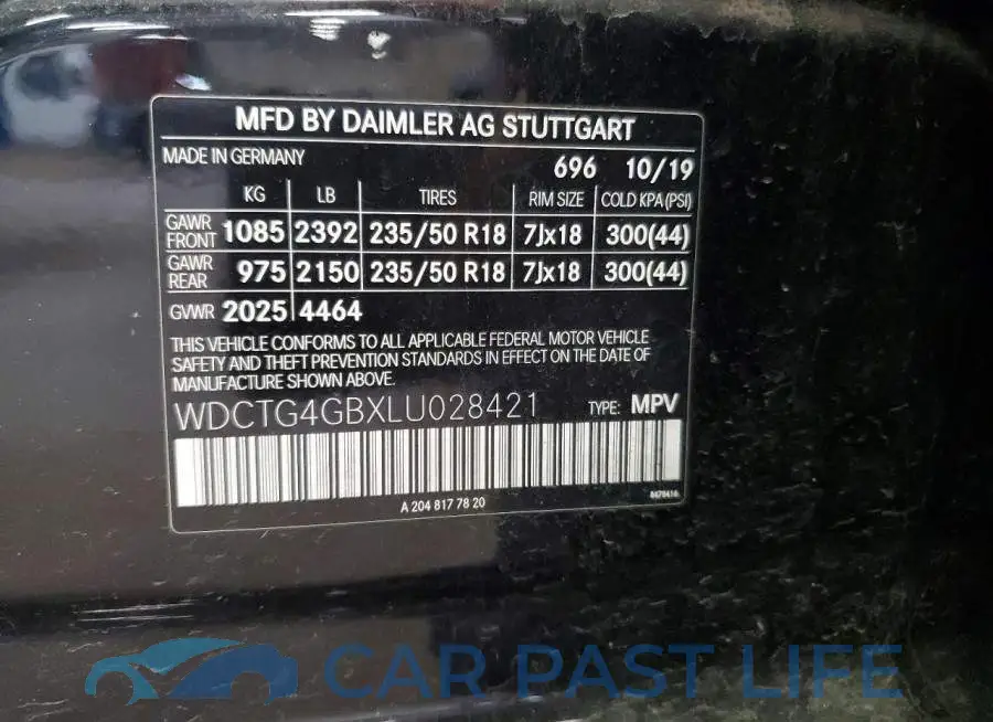 WDCTG4GBXLU028421# 13