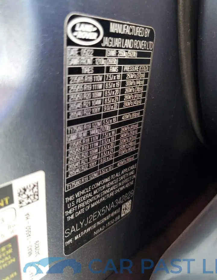 SALYJ2EX5NA342829# 13
