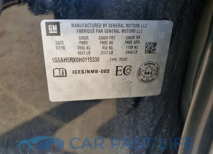 1G6AH5RX6H0115338# 12