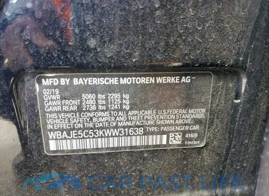 WBAJE5C53KWW31638# 12