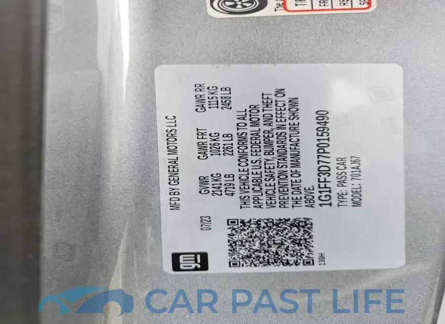 1G1FF3D77P0159490# 12
