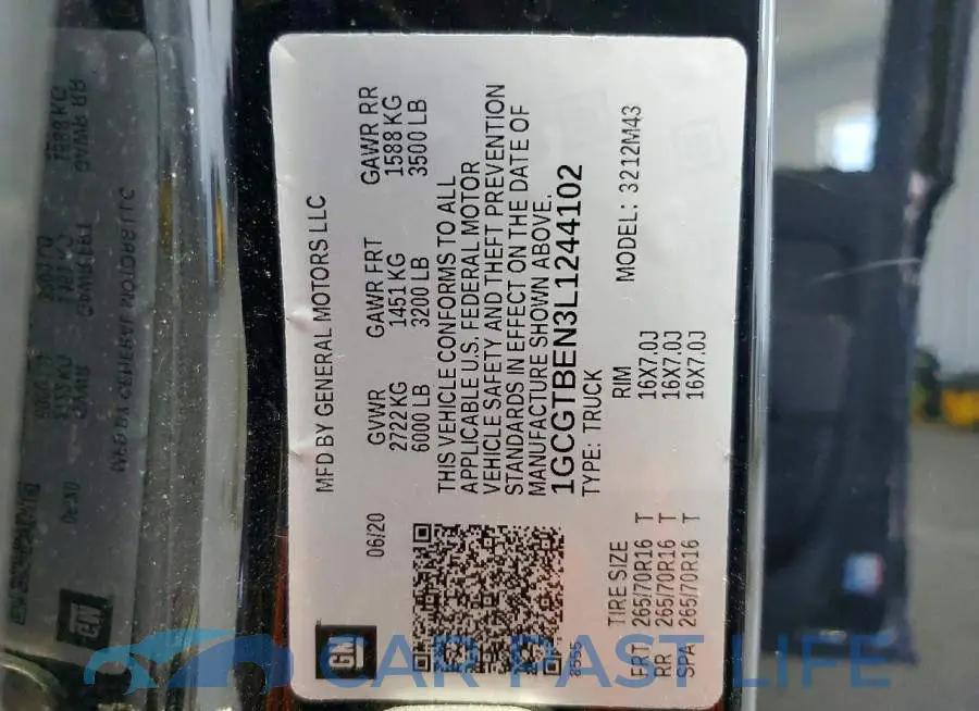 1GCGTBEN3L1244102# 12