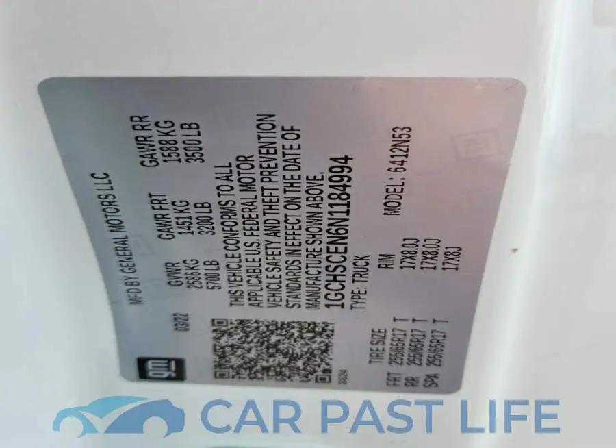 1GCHSCEN6N1184994# 12