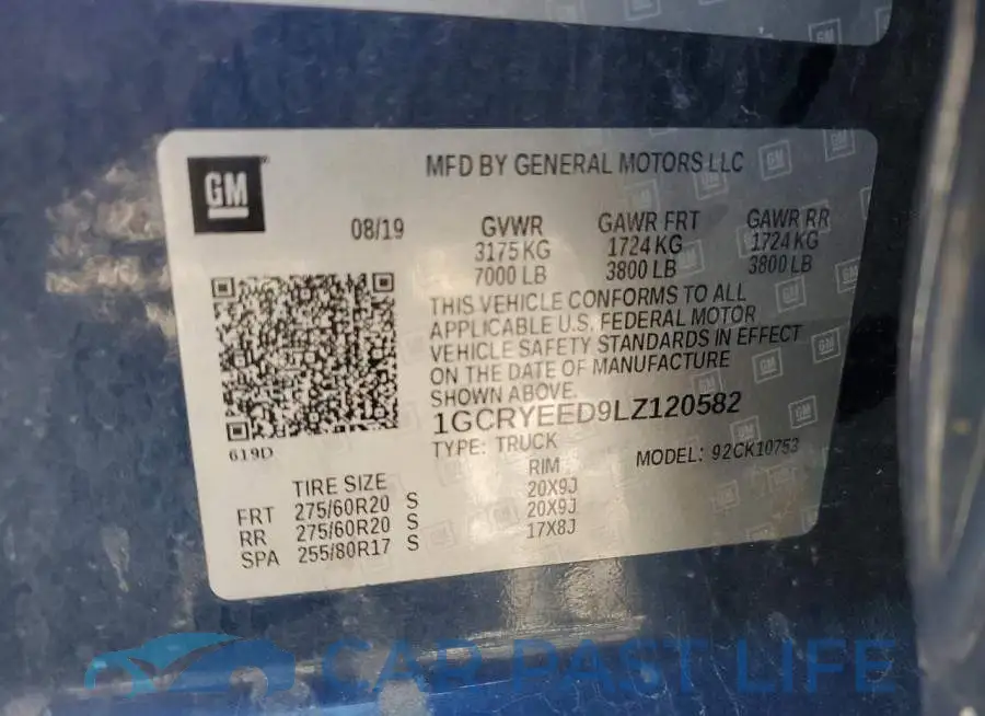 1GCRYEED9LZ120582# 12