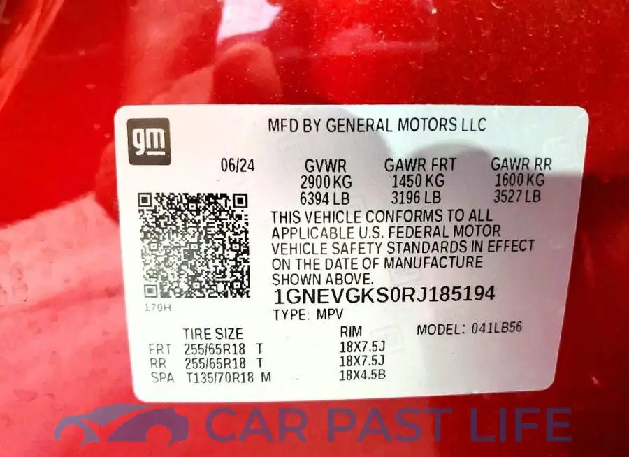 1GNEVGKS0RJ185194# 12