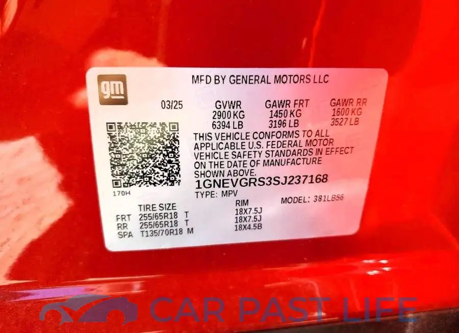 1GNEVGRS3SJ237168# 14