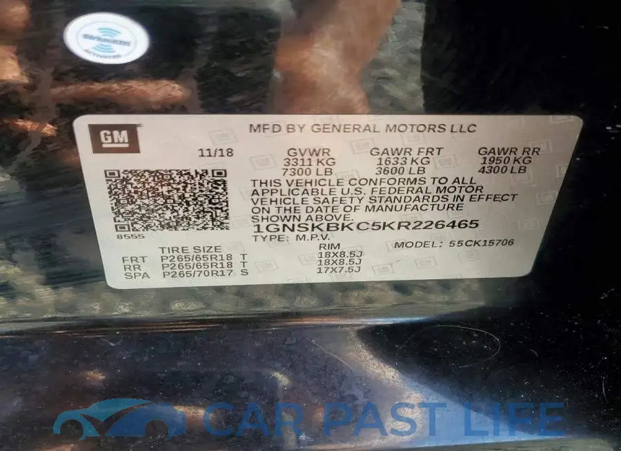 1GNSKBKC5KR226465# 13