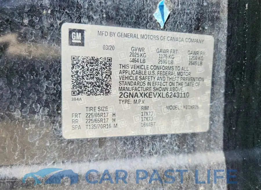2GNAXKEVXL6243110# 12