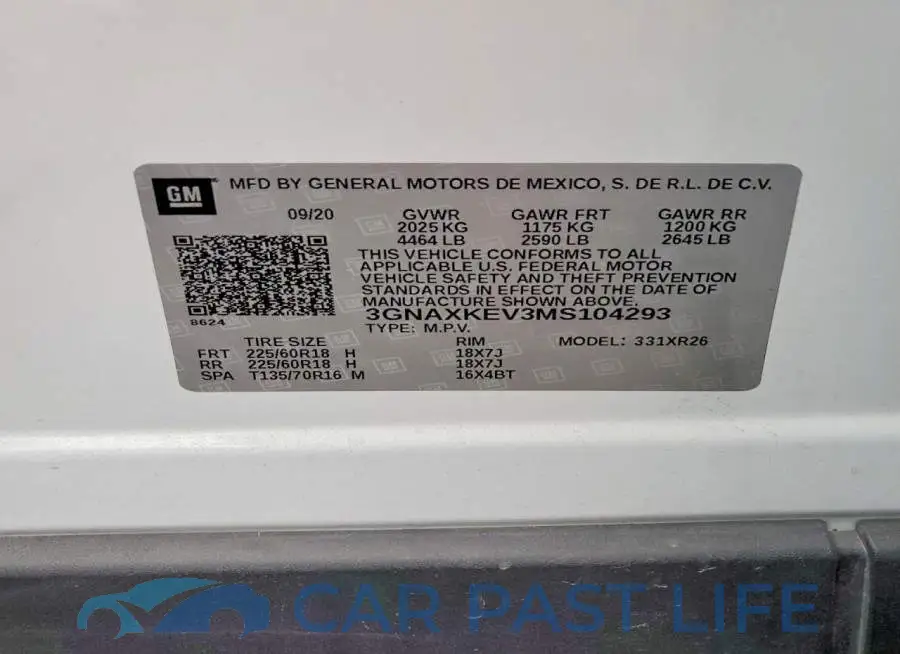 3GNAXKEV3MS104293# 12