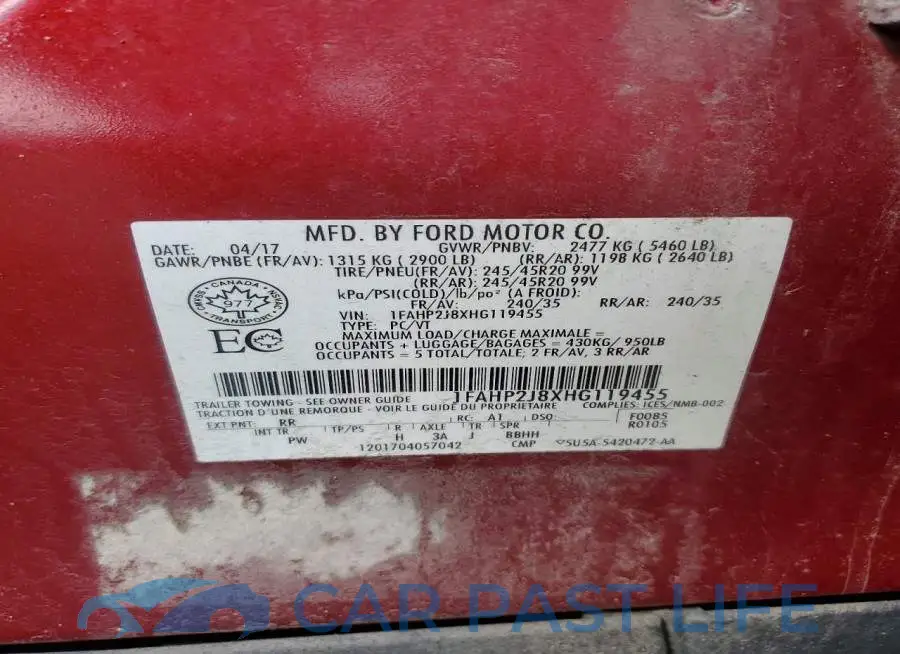 1FAHP2J8XHG119455# 12