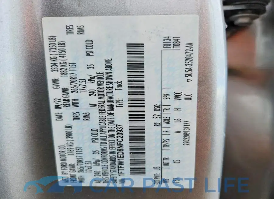 1FTFW1ED8NFC20937# 12