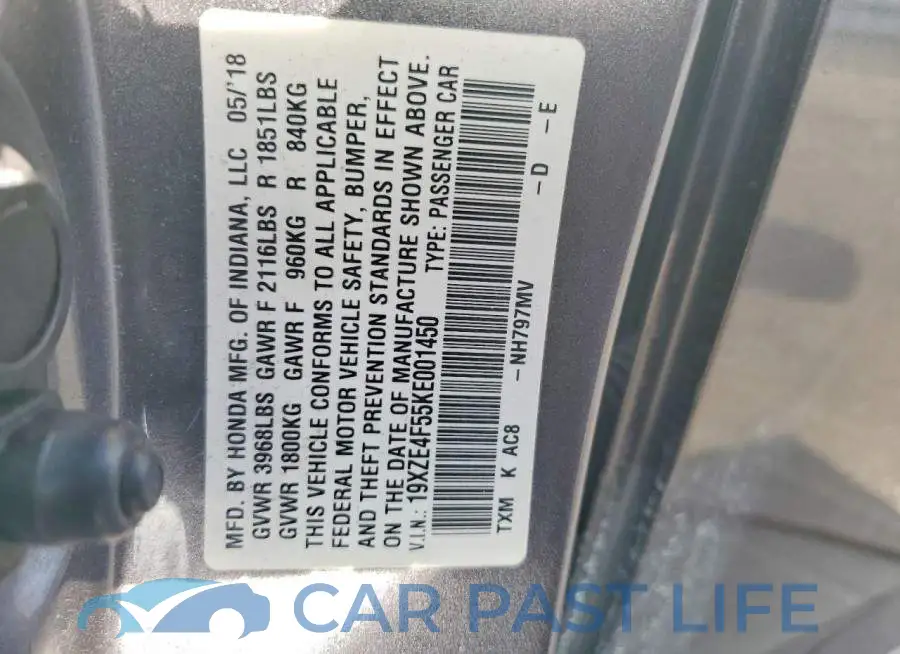 19XZE4F55KE001450# 12