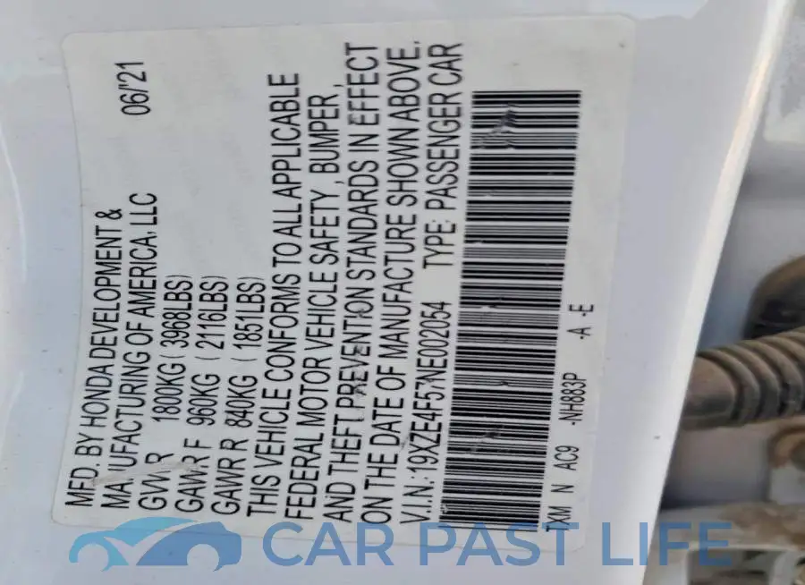 19XZE4F57NE002054# 13