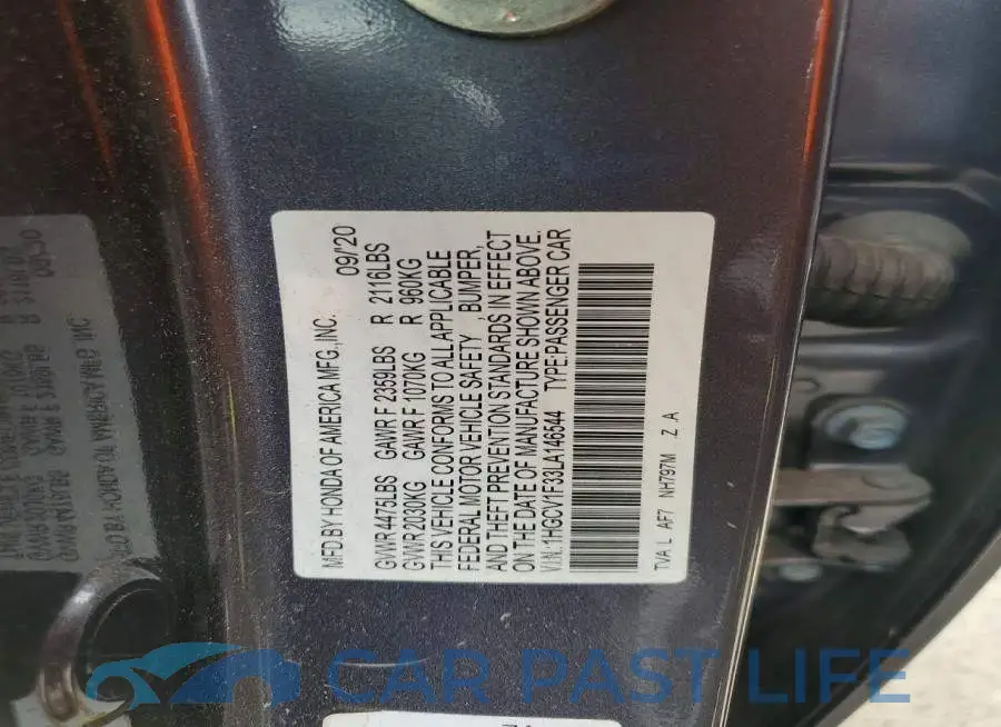 1HGCV1F33LA146544# 12