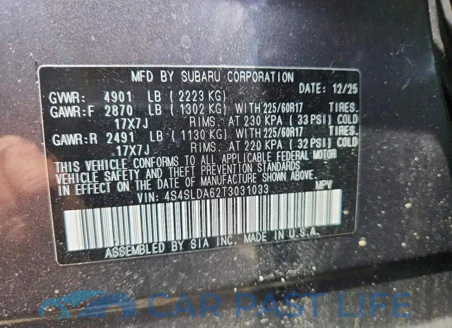 4S4SLDA62T3031033# 12