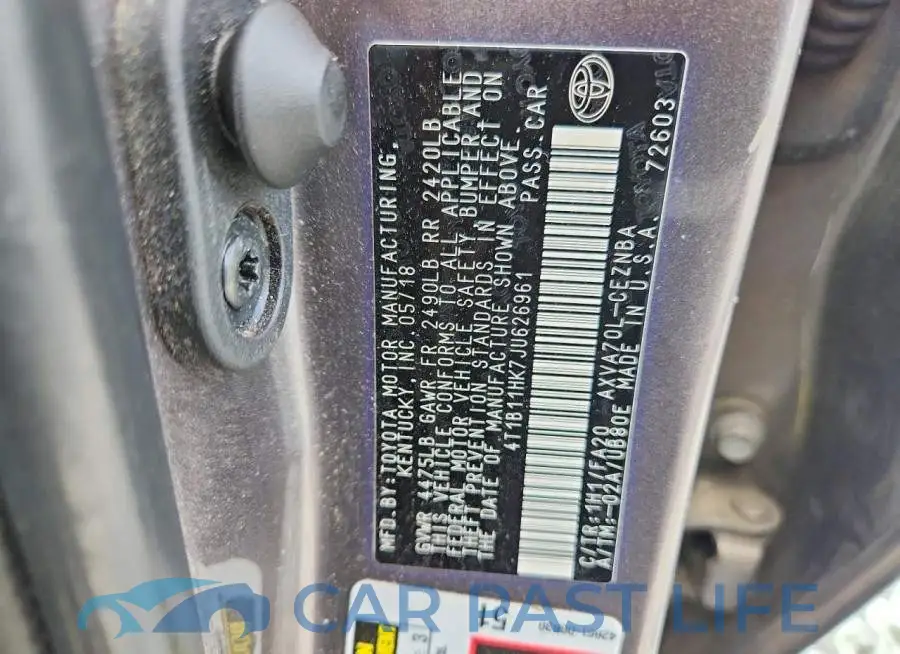 4T1B11HK7JU626961# 12