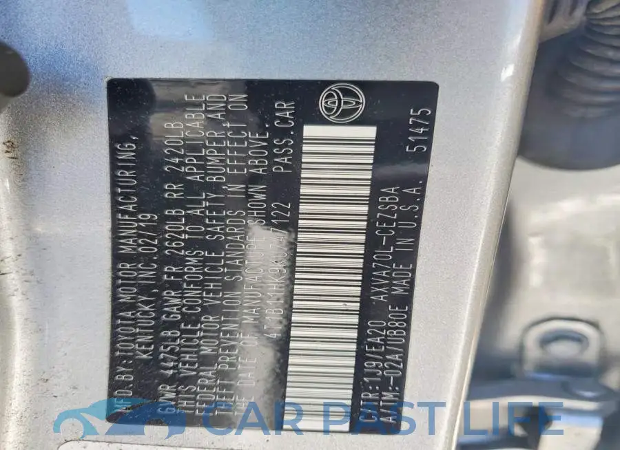 4T1B11HK9KU747122# 12