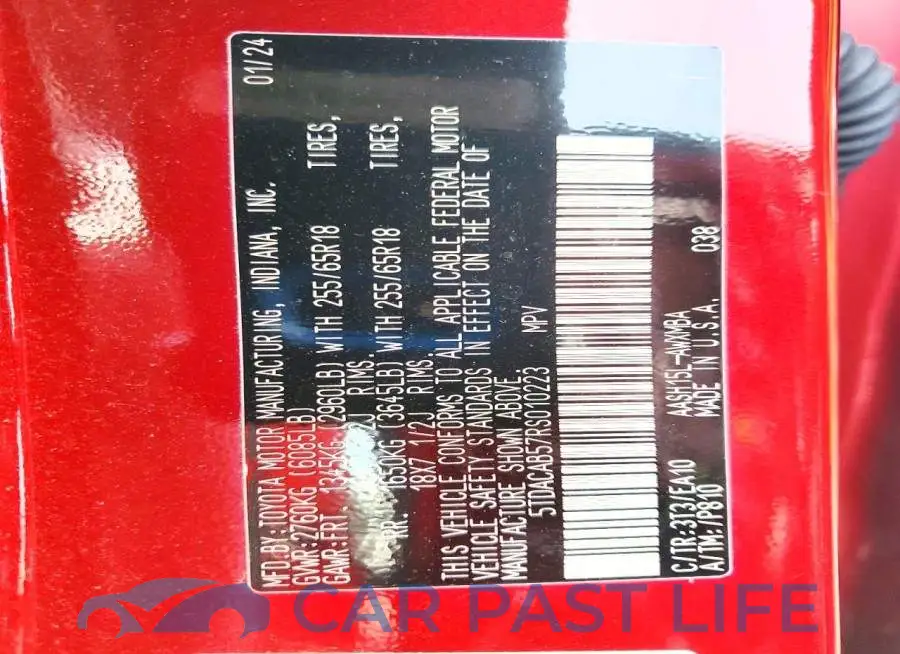 5TDACAB57RS010223# 14