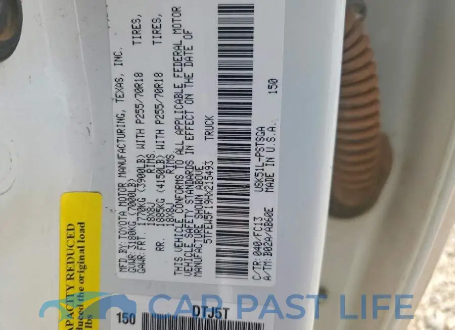 5TFEW5F19HX215493# 12