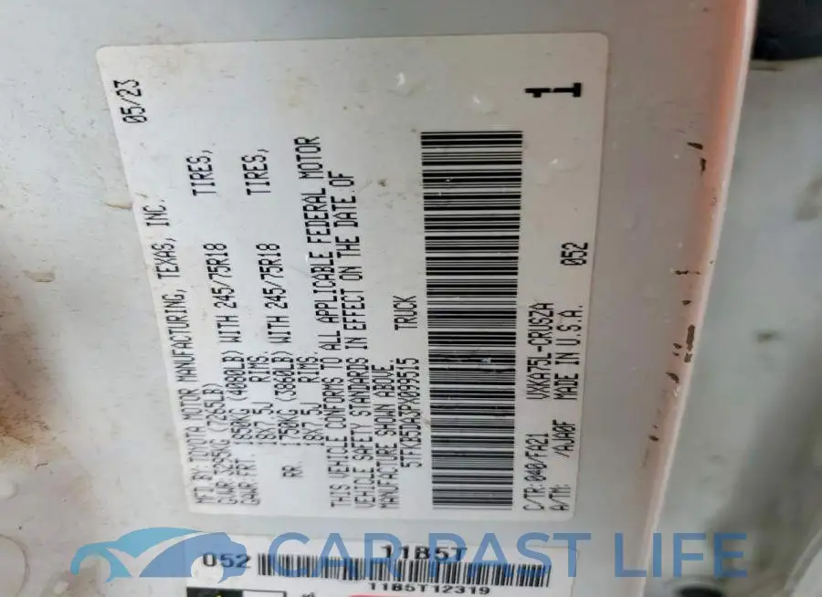 5TFKB5DA3PX099515# 12