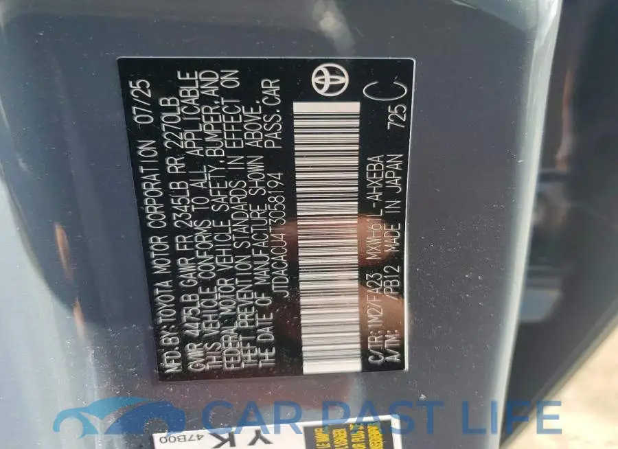 JTDACACU4T3058194# 12