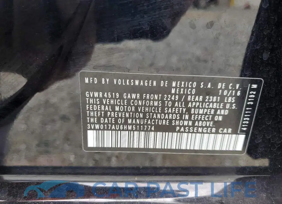 3VW017AU6HM511774# 12