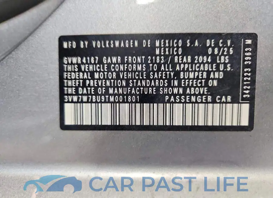 3VW7W7BU9TM001801# 12